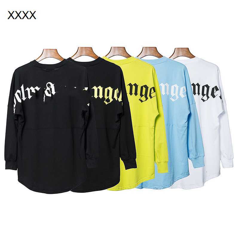 

Palm T-shirt angels round neck stitching sleeves cotton long-sleeved spring and autumn casual thin section after t, Black;brown