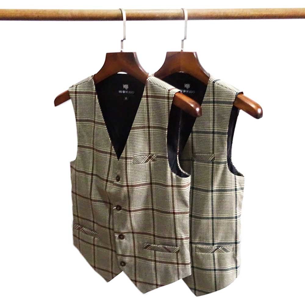 

2021 New British Retro Chess Men's Nice Suit Korean Vest Fashionable Sleeveless Jacket Office Wedding Clothes Fvau, Green line