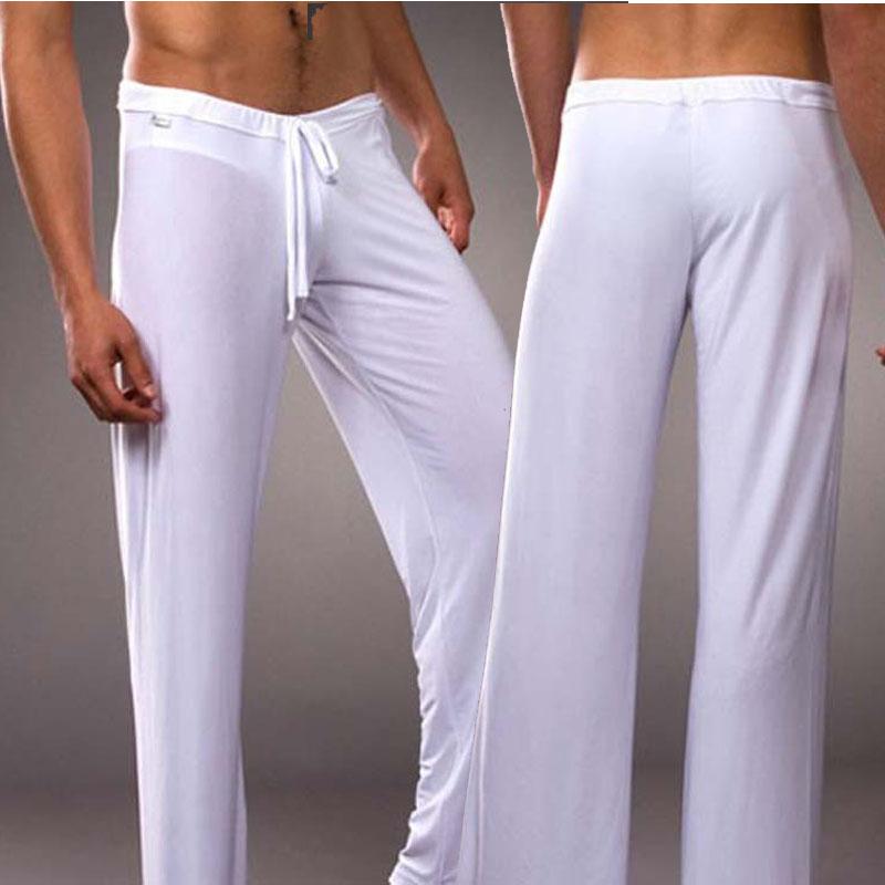 

Men's Pants Home Wear Thin Section Milk Silk Soft Dress Trousers Casual Loose Stylish, Black