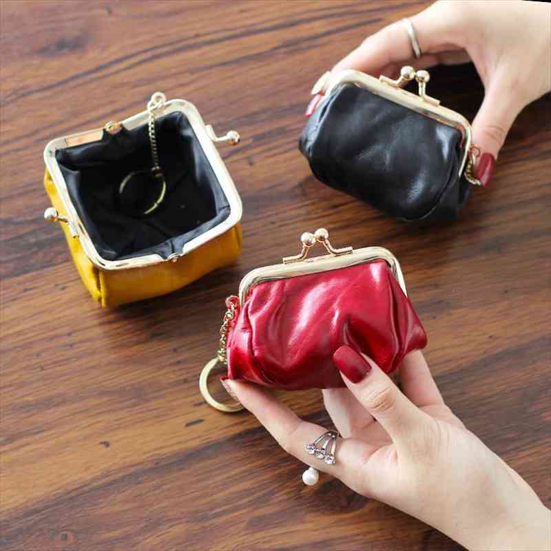 

mini womens wallet simple coin purse stylish small genuine leather elegant portable zipper women wallets, Red;black