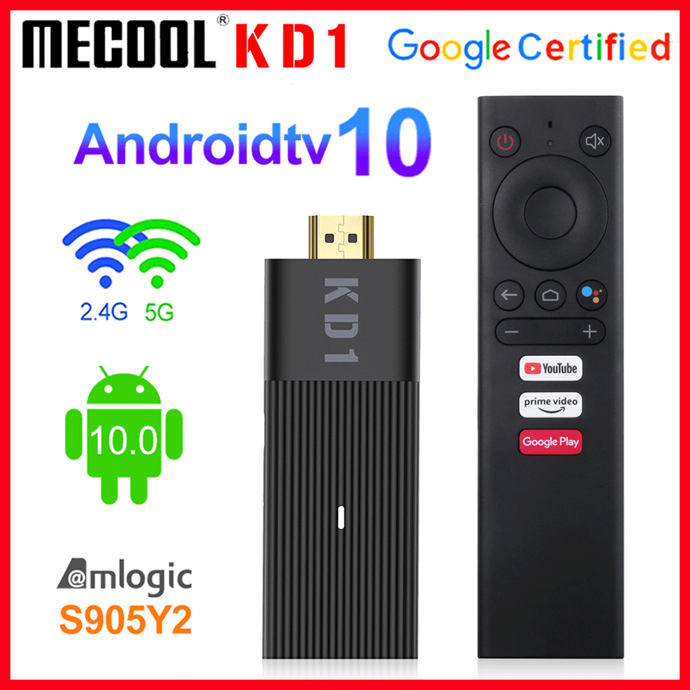 

Original Mecool KD1 Smart TV Stick Amlogic S905Y2 TV Box Android 10 2GB 16GB Google Certified 1080P 4K 2.4G&5G Wifi BT TV Dongle