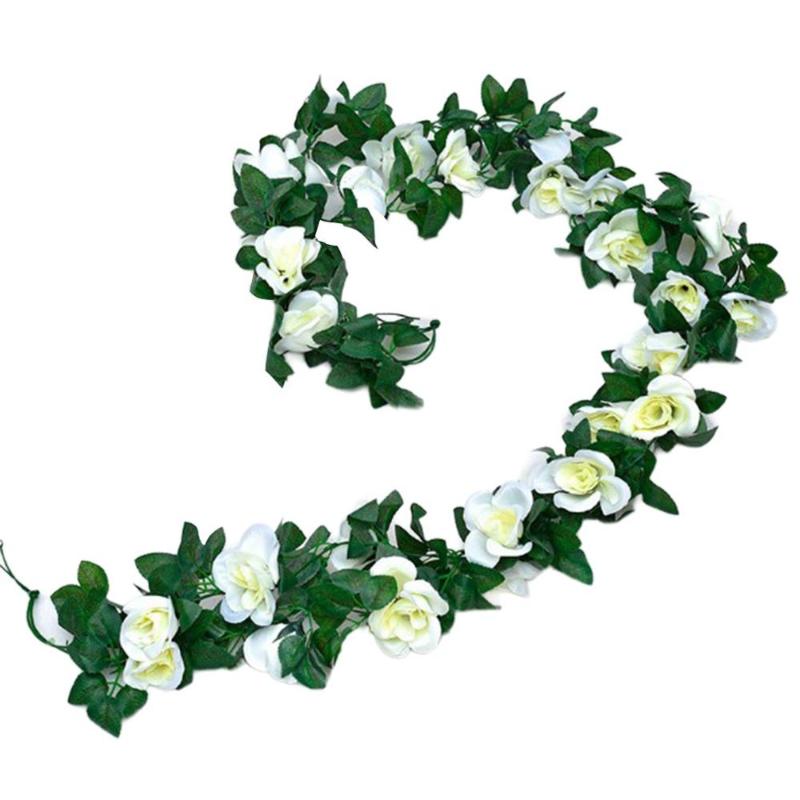 

Artificial Flower Red Pink White Rose Vine Living Room Balcony Decoration Holiday Wedding Garden Decoration Hanging Wreath Wall