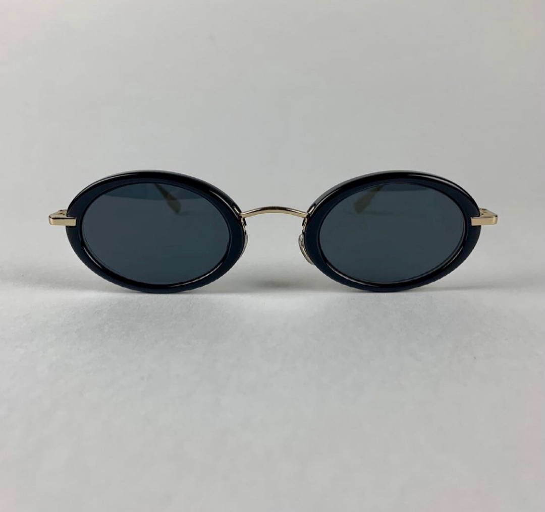 

Oval Round Sunglasses Black Gold Frame Grey Lens Men Women Fashion Sun Glasses UV400 Protection Eyewear with box