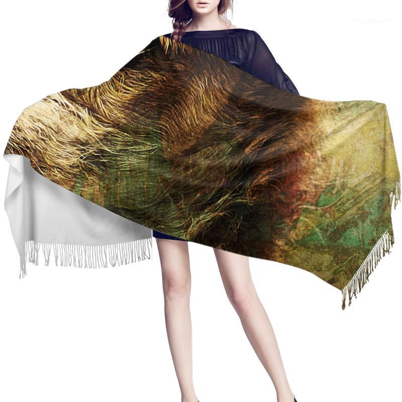 

Scarves Retro Dog Animal Abstract Blooming Women Cashmere Beach Scarf Summer Thin Pashmina Shawls And Wrap Female Foulard Hijab Stoles