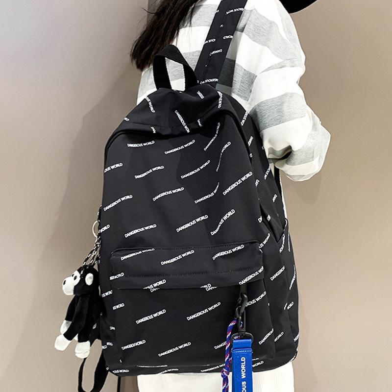 

Backpack Fashion Simple Nylon Women Girls Laptop Rucksack Student Lovers School Bag Female Shoulder Travel Mochila Mens Bookbag, Black