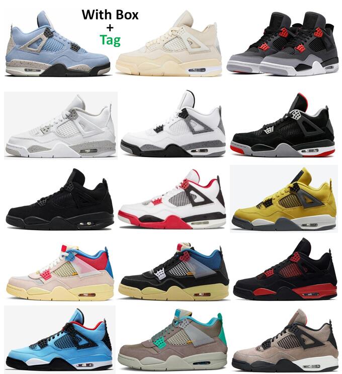 

4s White Oreo University Blue Infrared Bred Sail Basketball Shoes Men 4 White Cement TS Black Cat Fire Red Thunder Taupe Haze Desert Moss Sneakers, Paris