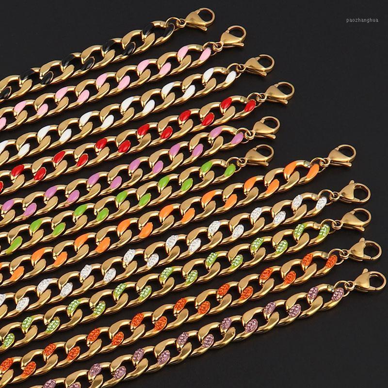 

Link, Chain Punk Cuban Color Bracelet Thick Stainless Steel Bracelets For Women Charm Jewelery Gift, Black