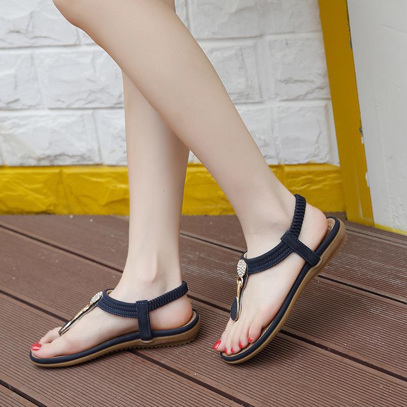 

New Arrival Women Sandals Gladiator 2021 Summer Flat Beach Shoes Ladies Open Toe Roman Sandals Sandalias Mujer Plus Size, Blue