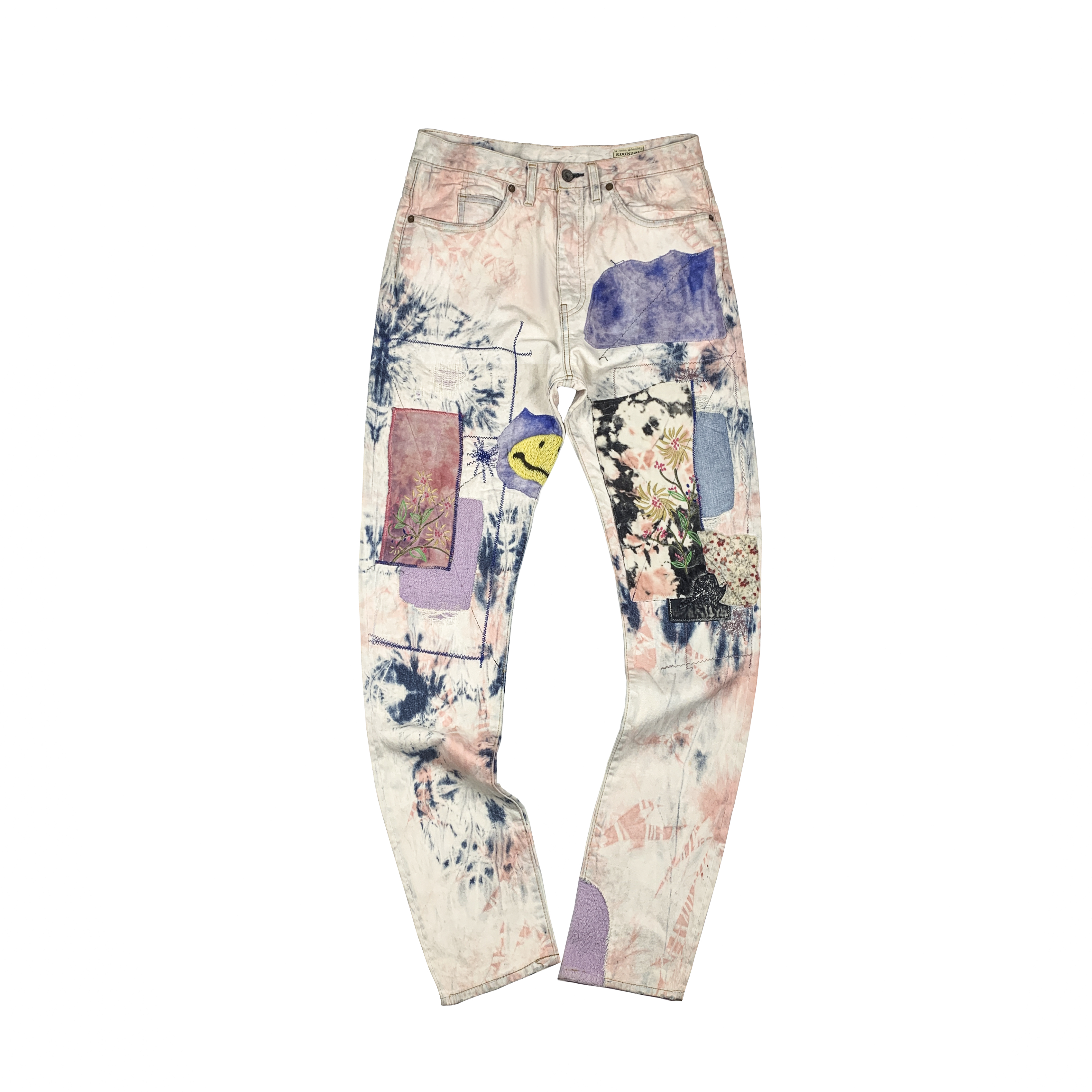 

Mens Designer Jeans Kapital Travis Scott Jean Tie-dye Washed Denim Pants Trousers High Street Fashion, As pic