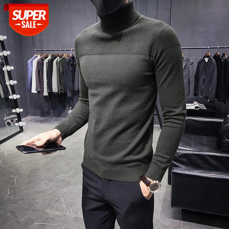 

Autumn Winter Sweater Men's Turtelneck Sweaters Solid Warm Knitted Pullovers Male Sweaters Casual Fashion Slim Fit Pullovers #yx8f, White;black