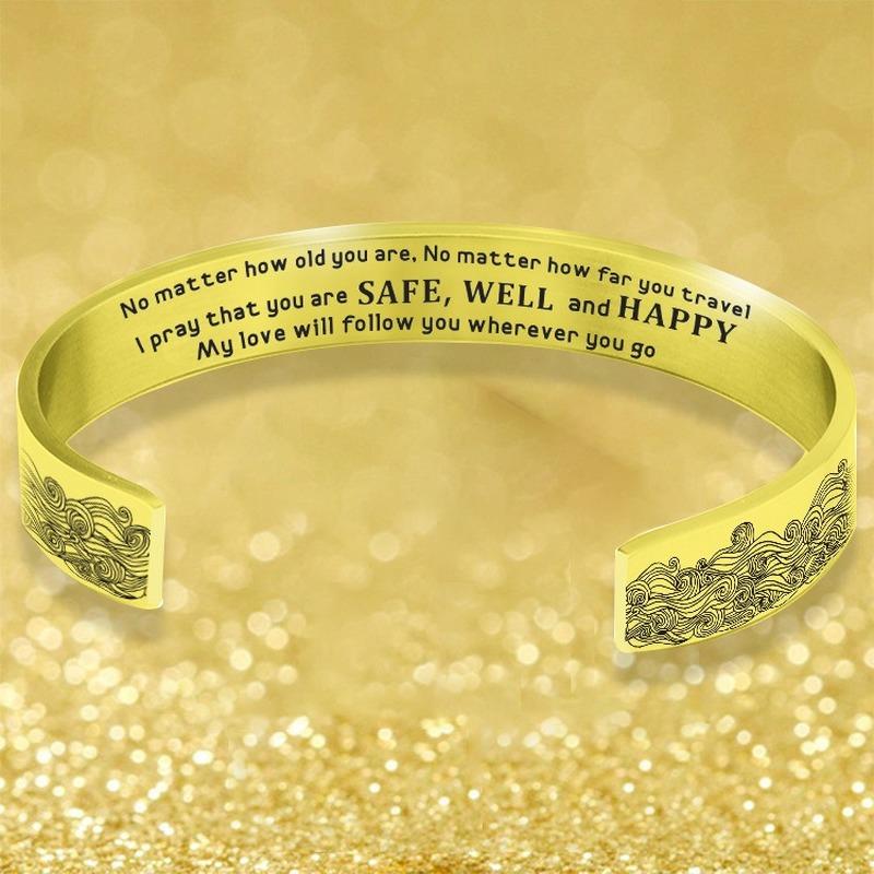 

Bangle 2022 Silver Bracelet 10mm Stainless Steel Wave Guard Bless Peace Lover Ornament Can Be Engraved