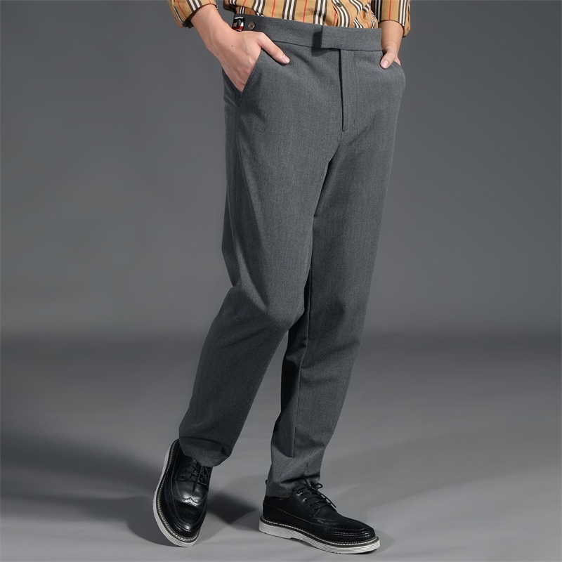 

Trend young casual quality straight tube polyester micro elastic men's pants, Kt001 ash