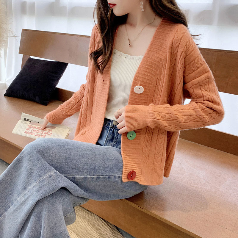 

women's sweaters korean mesh female only casual breasted autumn winter cardigan sweater with low neckline v multicolored button mpdc, White;black
