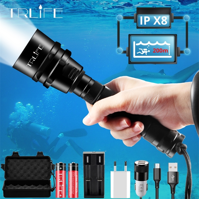 

Brightest Professional Diving Flashlight XML T6 L2 Portable Scuba Dive torch 200M Underwater IPX8 Waterproof 18650 Flashlights 220217