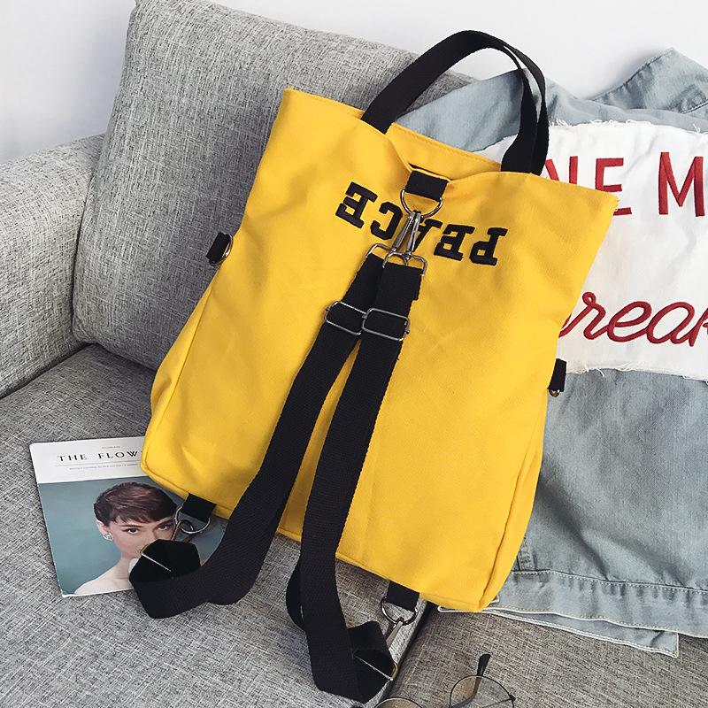 

New fashion small fresh style women's canvas shoulder bag female college canvas multi-color optional portable handbag, Black