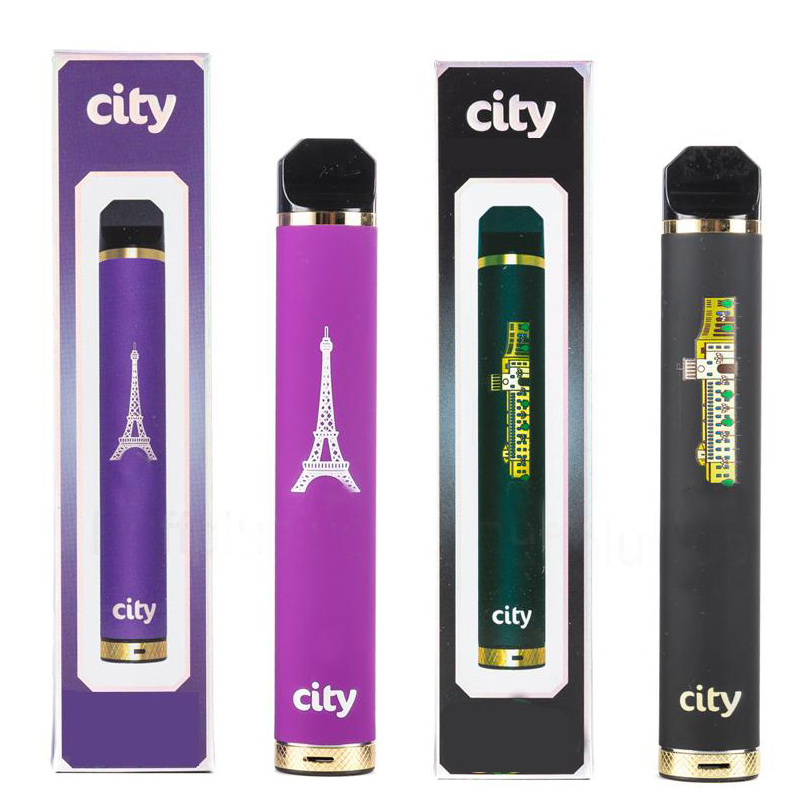 

City 1600 Puffs Disposable Electronic Cigarette Device Vape Pen Starter Kits 1200mah battery 5.5ml Pre-filled Vaporizer VS FLOW TANK Russian packing