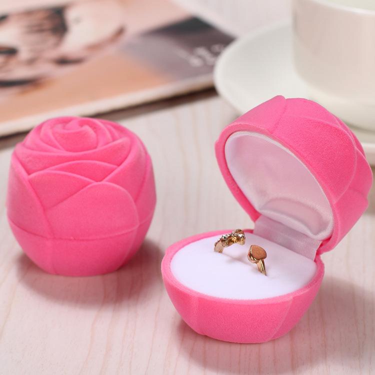 

Gift Wrap Rose Models Lovely Velvet Jewelry Packaging Box Trinket Ring Earring Necklace Wedding Storage Display Holder