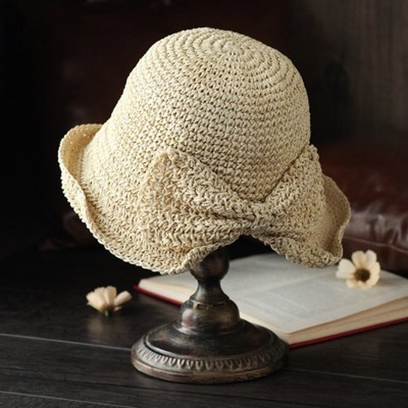 

2021 New Hats Beach Outdoor Straw Wide Brim Weave Bowknot Elegant Sun Protective Solid Color Bucket Summer Women Hat Xi0w