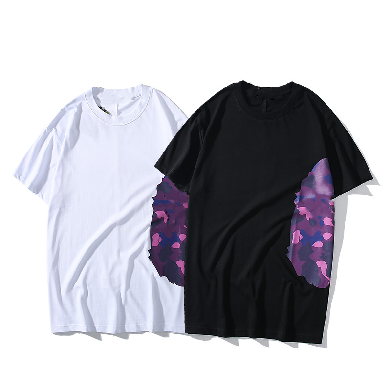 

women Tshirt summer Short sleeve top European American popular printing T-shirt men women couples high quality t-shirt with Tote bag, White