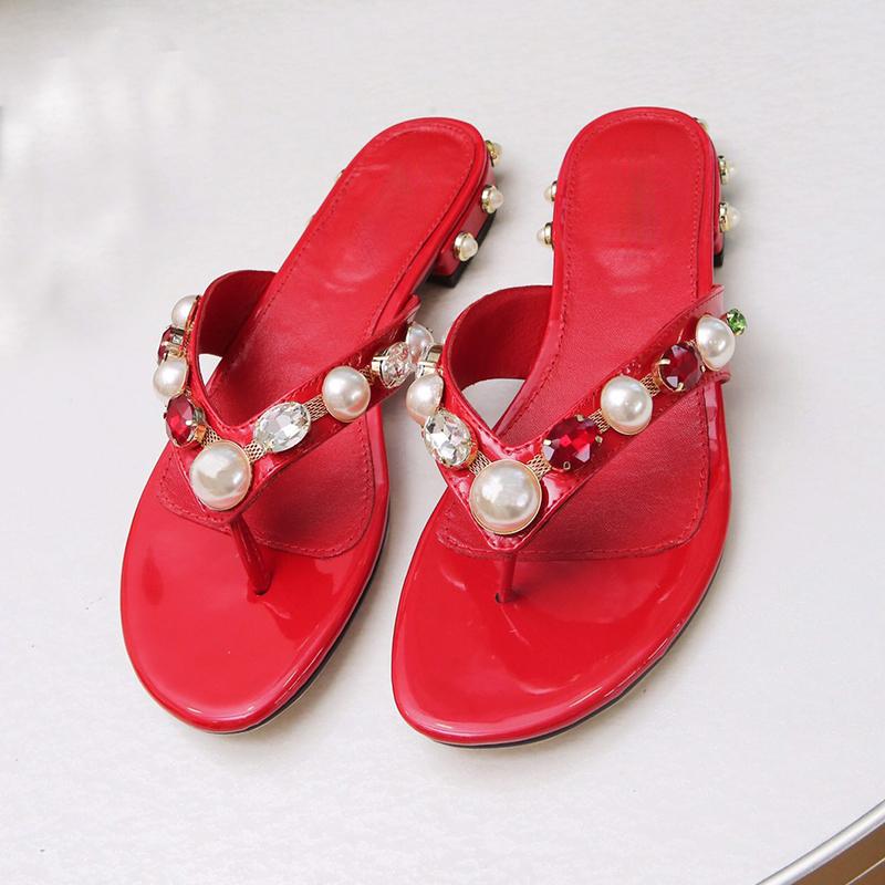

Red Black Satin Slippers Women Crystal Bowknot Flip Flops Summer Shoes Woman Luxury Jewelled Flat Mules Shoes New Women Slides, Pink