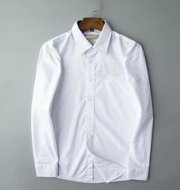 

Luxurys Designers Dress Shirt Menswear Fashion Society Black Men Solid Color Business Casual Mens Long Sleeve M-3XL#71, White