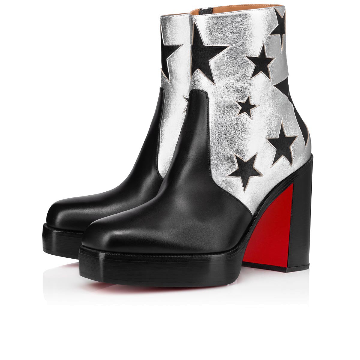 

Winter men's Ankle boot high-heeled red-soled shoes Stages Starboot sheepskin leather back zipper almond head luxury stage performance boots