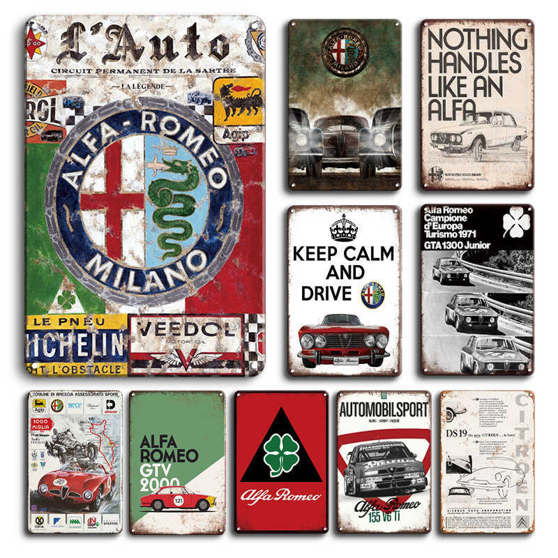 

Alfa Romeo 159 vintage art posters, tin signs, vintage men's caves, home decoration, chic old plates, metal wall stickers