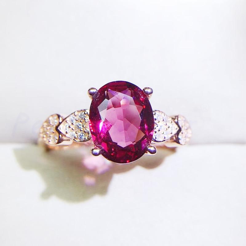 

Cluster Rings Per Jewelry Natural Real Pyrope Love Heart Ring 7*9mm 2.1ct Gemstone 925 Sterling Silver Fine Q2042130, Golden;silver