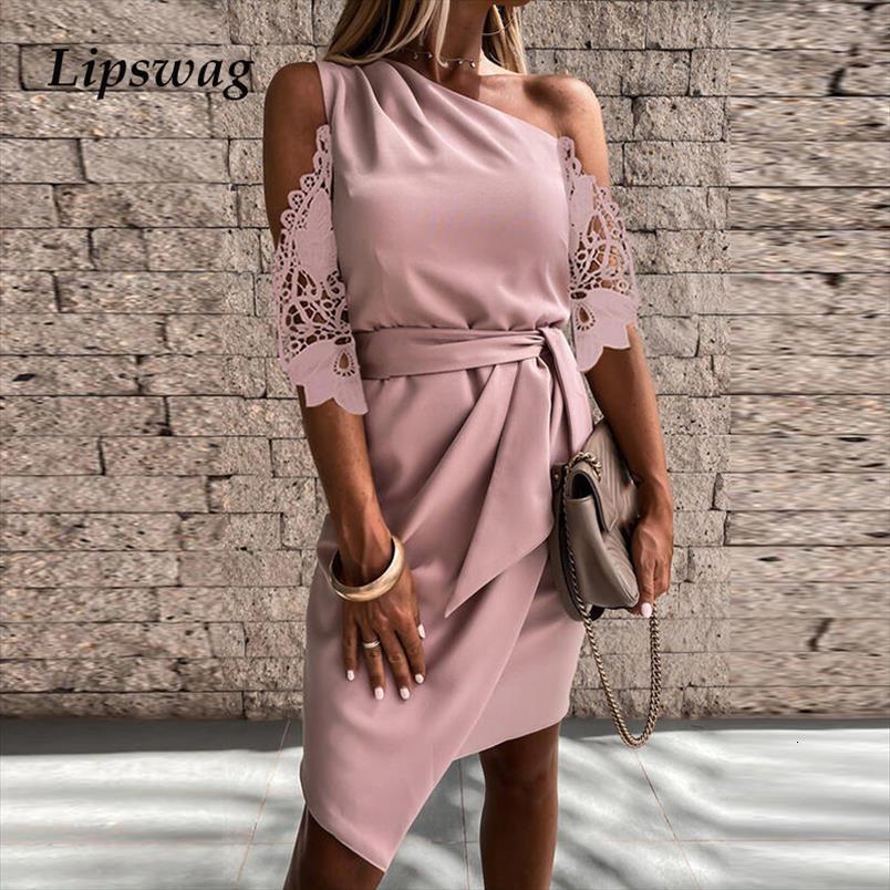 

office off shoulder vintage womens dresses lace patchwork sleeve pleated summer solid elegant for women vestidos, Black;gray