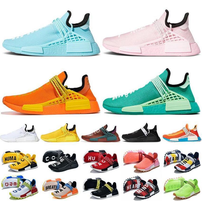 

2021 pharrell williams NMD race big size 47 mens shoes Aqua Pink Orange Nerd human races women trainers sneakers, 33