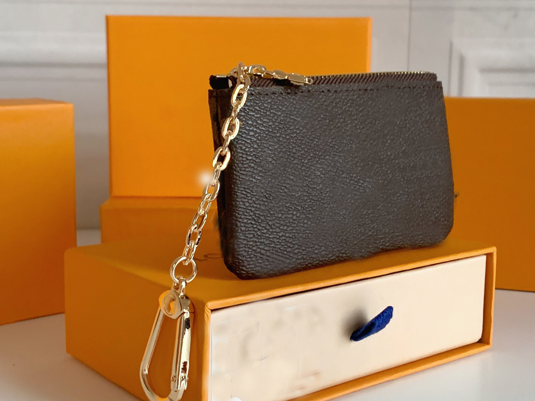 

Classic Small Wallets High Quality Leather Woman Fashion Designers Clutch Purses Key Pouch Coin Purse With Box Dust Bag, Black print