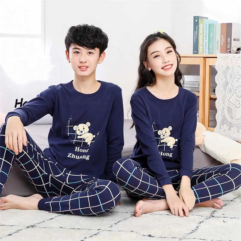 

Cute Animal Teen Pijamas Winter Children's Pajama Sets Long Sleeves Pyjamas Kids Boys Sleepwear Clothes For Girls 12 14 16 Years 211109, Vest set