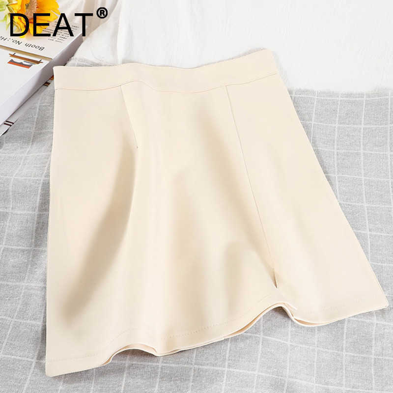 

DEAT Women Solid color Split Skirt High Elastic Waist Zipper Fashion Temperament Spring Summer MZ982 210709, Yellow