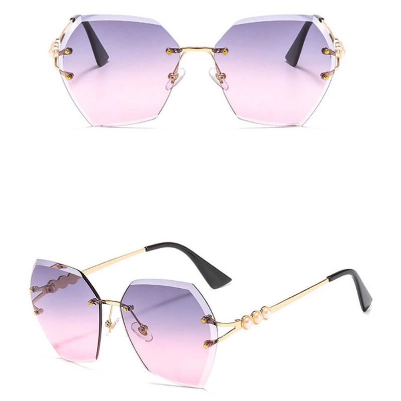 

Designer Sun Glasses Square Rimless Trendy Gold Frame Gradient Polygon Women Brand Round Retro Female Uv400 Sunglasses