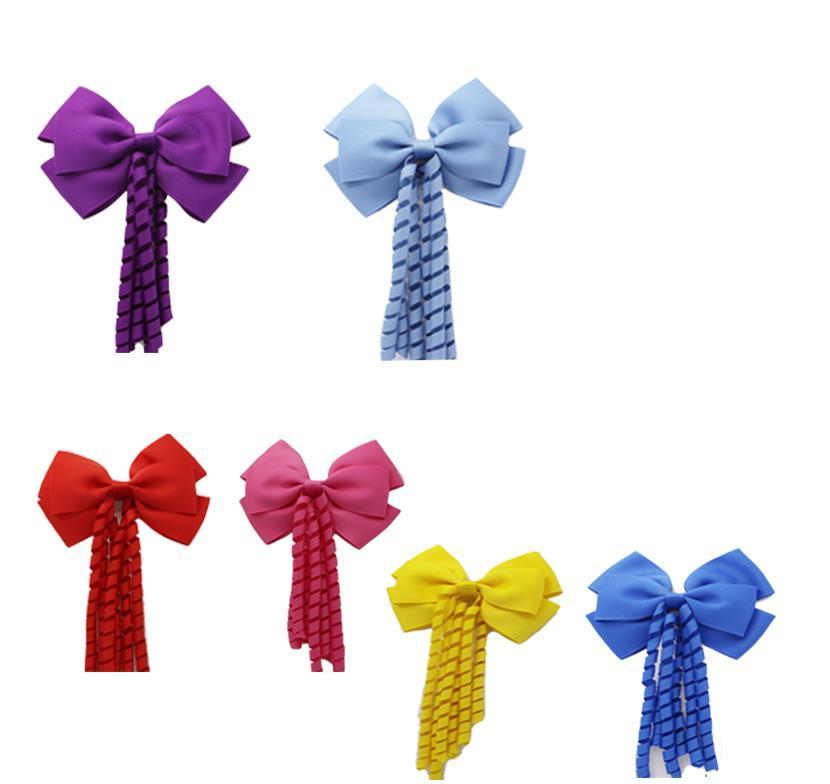 

196 colors !4inch korker streamer ribbon elastic bobble Grosgrain Ribbon Long Korker Tail Fancy Cute Hair Bow With Clip For Girls, Red