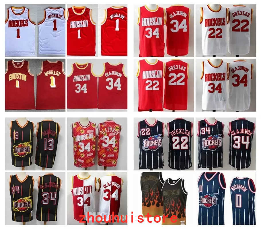 

Basketball HoustonRocketsHakeem Olajuwon 34 Clyde Drexler 22 Tracy 1 McGrady Cactus 01 Jack 02-03 Yao Ming 11Nbajerseys, Black