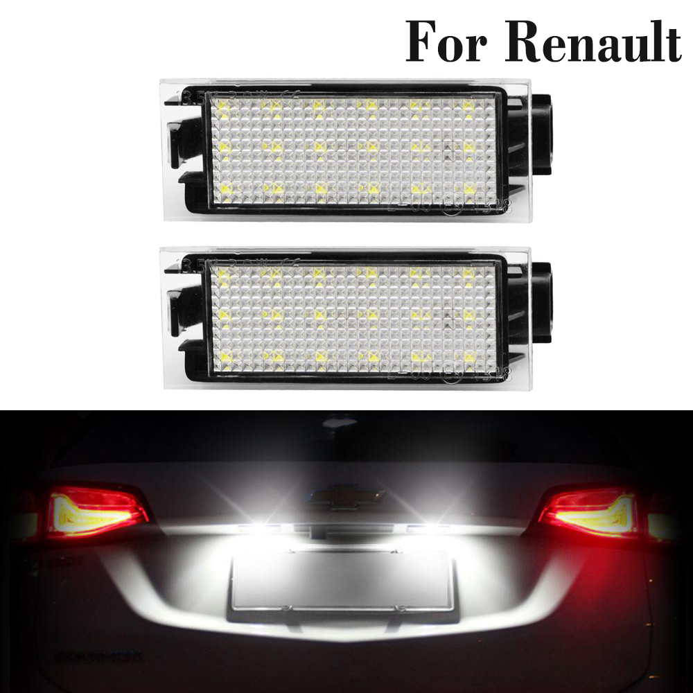 

2 Pcs LED License Number Plate Light Lamps Assembly For Renault Megane Twingo Master 2 3 CC Kadjar Trafic 3 Espace Auto Luces