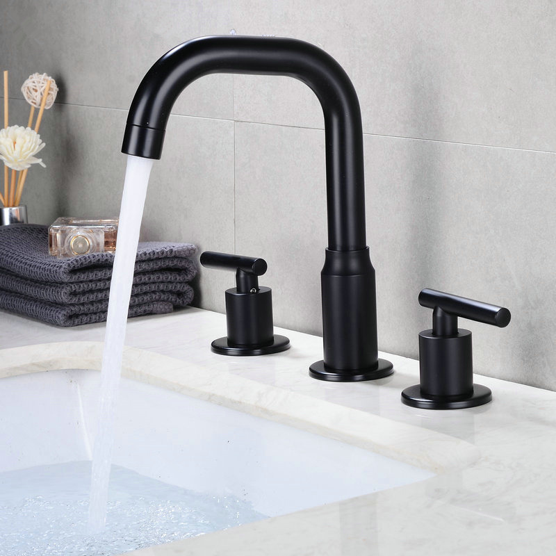 

2021 New Bathroom Brass Widespread Black Tap Luxury Basin Mixer Hot and Cold Shower Room Sink Faucet Qi4r
