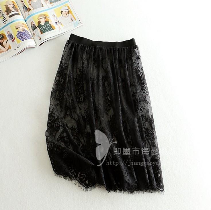 

Skirts Korean Fashion Women Sexy Mesh Lace Transparent Short Skirt Overskirt Ladies Tulle Overlay College Miniskirt Mini, White