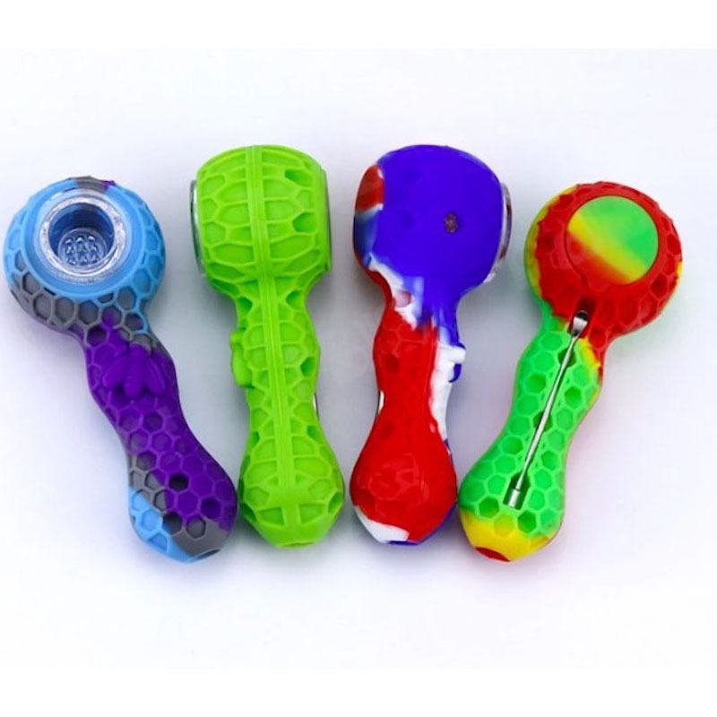 

Wholesale colorful Smoking tobacco pipe with glass bowl protable food grade travel hand pipe