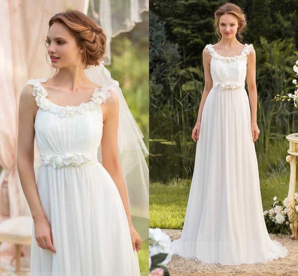 

2021 New Designer Boho Chiffon Es Turkey Flowers Bridal Custom Made Wedding Gown Vestidos De Noiva Plus Size Uv9f, Ivory