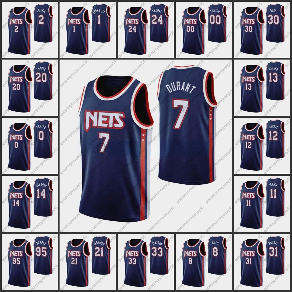 

2021-22 Printed Men Basketball Harden Kyrie Irving Kevin Durant Patty Mills Joe Harris 75th Anniversary City 2022 Edition Jerseys