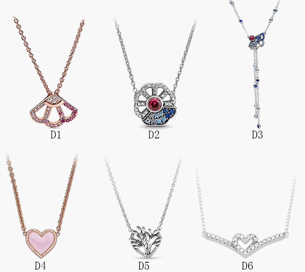 

Fine jewelry Authentic 925 Sterling Silver Necklace Fit Pandora Pendant Rose Gold Fan Series Necklace New Love Engagement DIY Wedding Necklaces