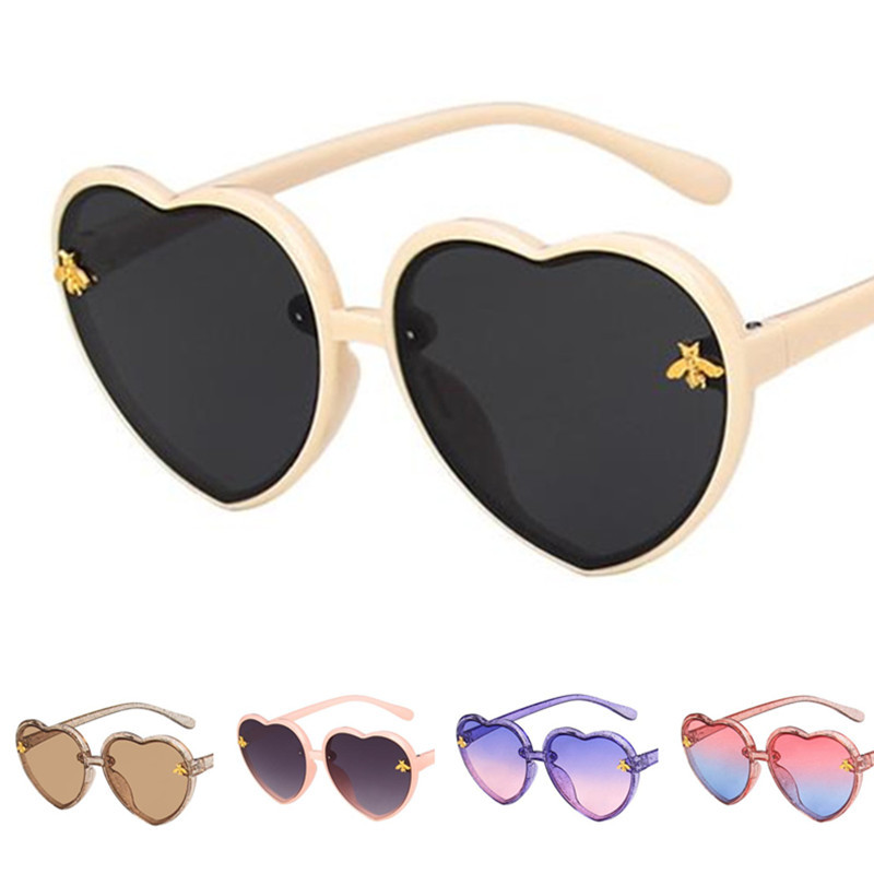 

Fashion Children Sunglasses Heart Frame Gradient Lens Sun Glasses Anti-UV Spectacles Baby Bee Design Eyeglasses Ornamental Adumbral A++, White;black