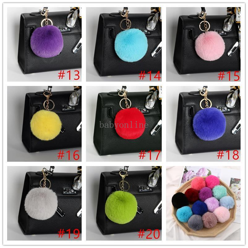 

Newest Rabbit Fur Ball Plush Fuzzy Fur Key Chain POM POM Keychain Car Bag Keychain Key Ring Pendant Jewelry Party Gift 20pcs