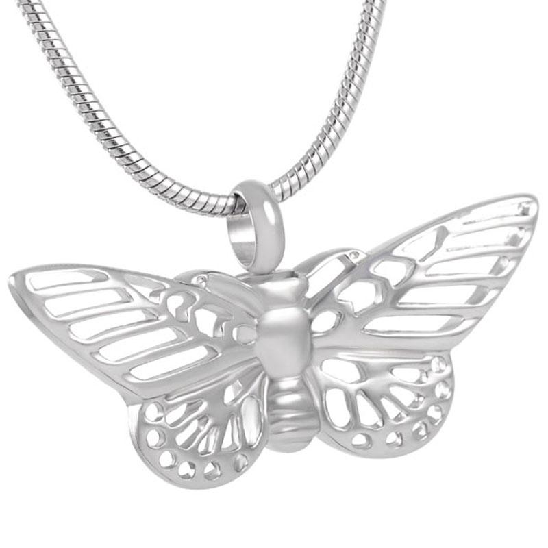 

Pendant Necklaces SJFE993 Butterfly Shape Steel Color Memorial Urn Necklace Pet Cremation Jewelry Animal Ashes Holder Keepsake