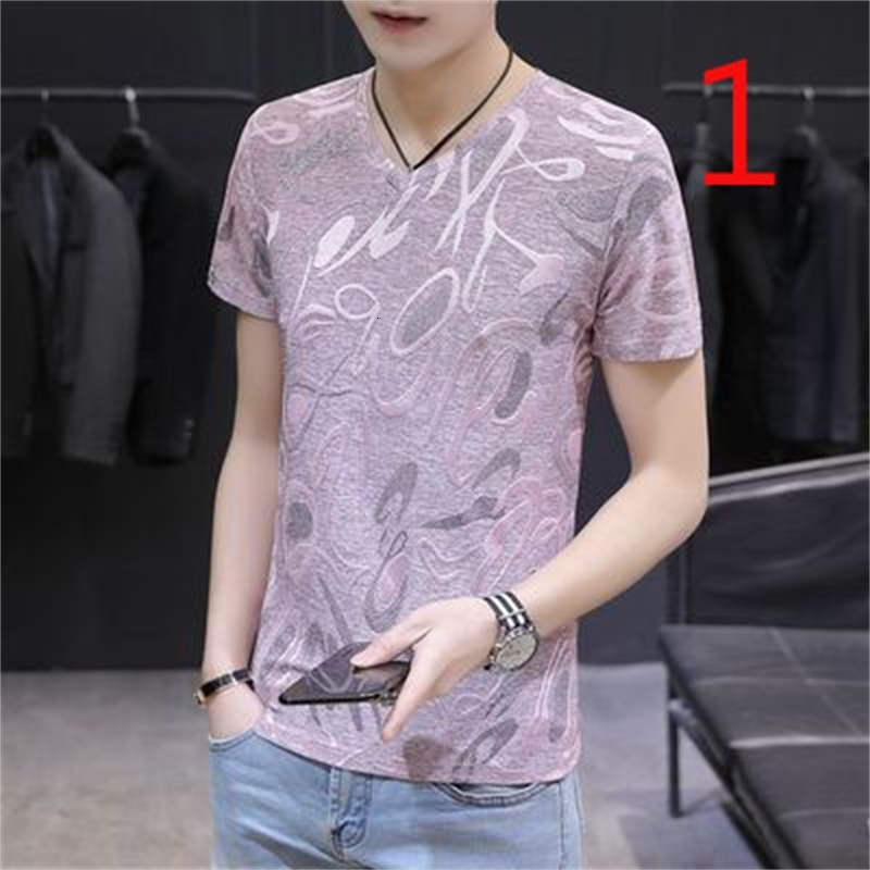 

2021 the New Summer Men's Fashion Hit Color Stripe Loose Short-sleeved T-shirt Personality Z0hu