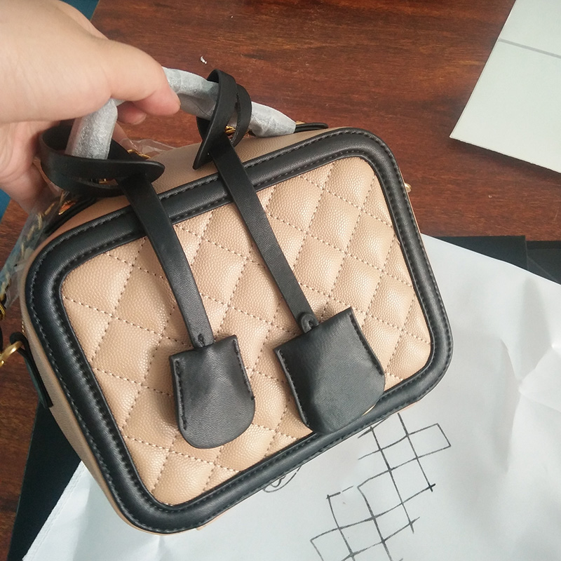

2021 Autumn Winter Women Caviar Leather Camera Cosmetic Bags Top Handle Totes Matelasse Chain Crossbody Shoulder Designer Ladies Boy Girls Luxury_handbags 20C, Black