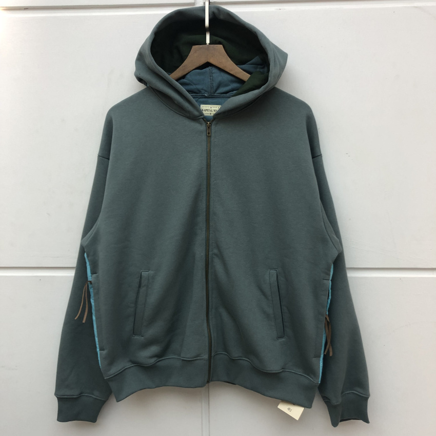 

2021 New Kapital Pullover Men Women 1:1 High-quality Heavy Fabric Solid Color Zipper Cardigan Hoodie Zr56