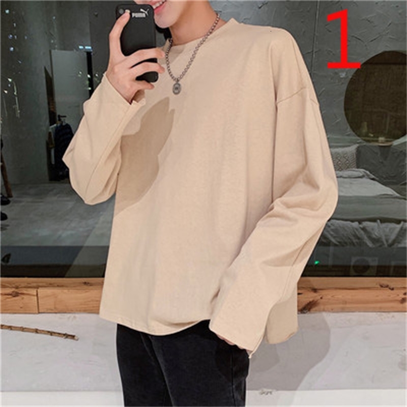 

2021 New Long-sleeved T-shirt Round Neck Pullover Sweater Men's Plus Veet Casual Top in Autumn and Winter Kyea